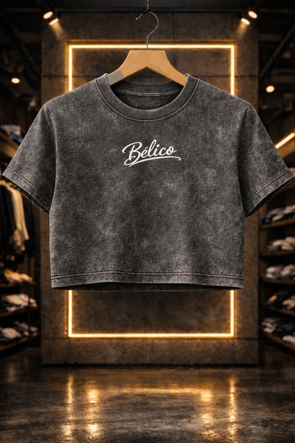 Crop Top Gris OS Acid Wash 100 algodón