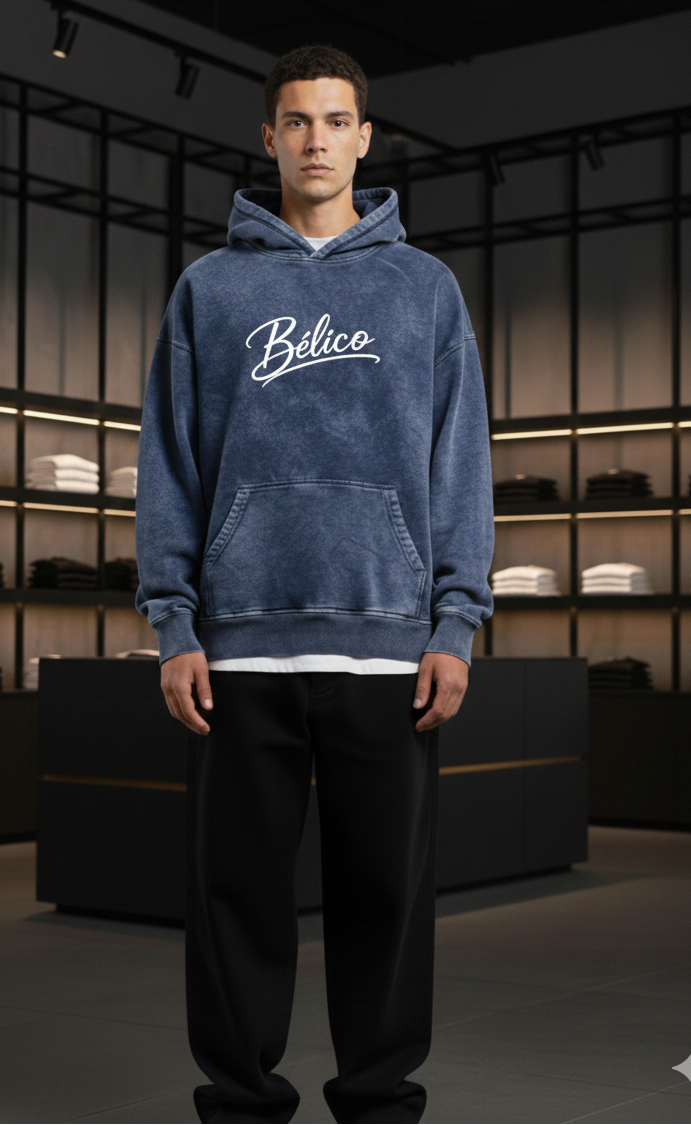 Buzo Bélico Azul Acid Wash Importado 430 gramos