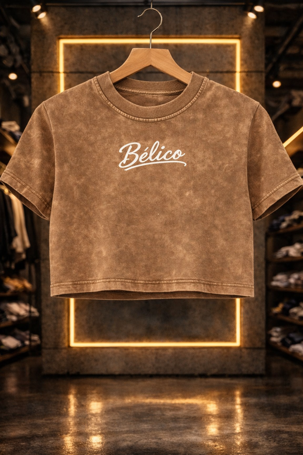 Crop Top Café Acid Wash 100 algodón