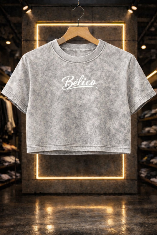 Crop Top Gris Acid Wash 100 algodón