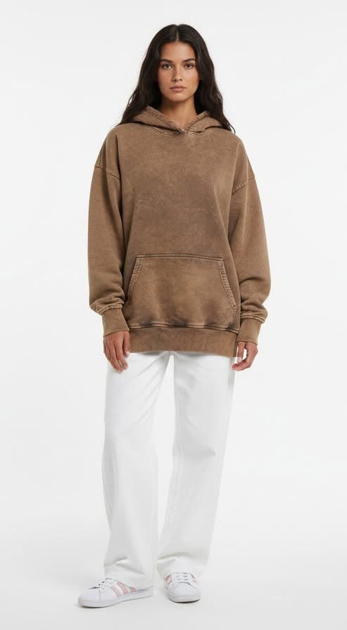 Buzo Bélico Cafe Acid Wash Importado 430 gramos